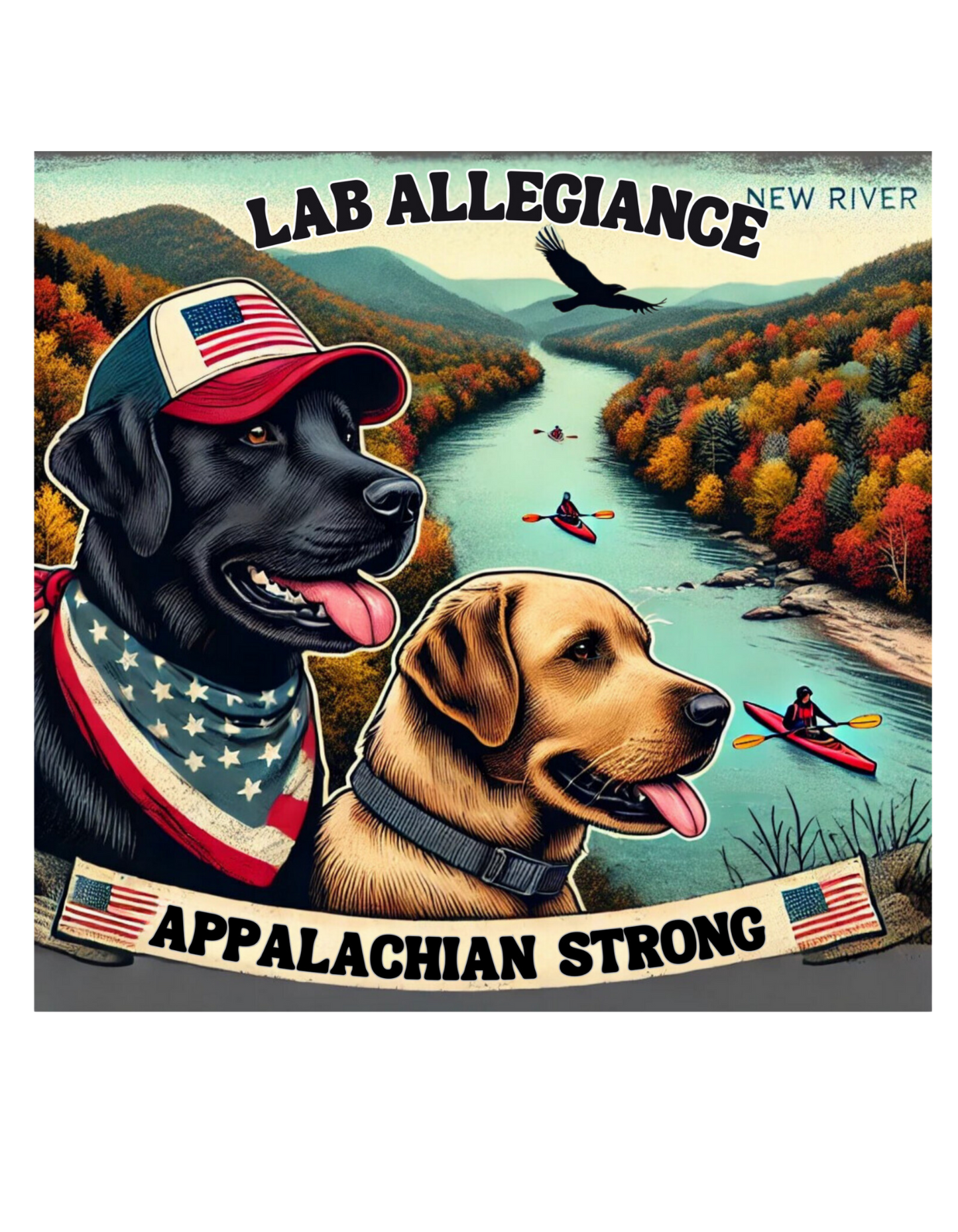 Appalachian Strong Black and Yellow Labrador 3 inch vinyl sticker