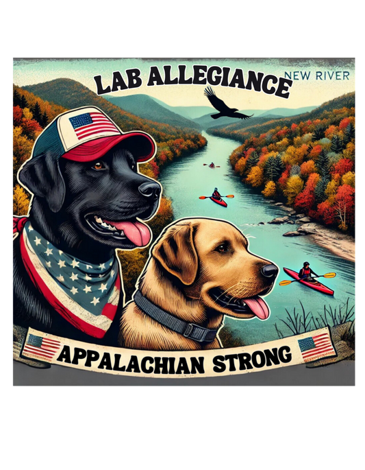 Appalachian Strong Black and Yellow Labrador 3 inch vinyl sticker