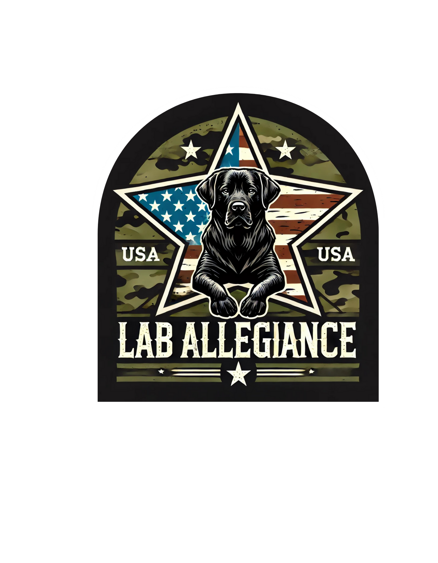 Black Labrador Star Flag and Camo 3 by 3 vinyl sticker