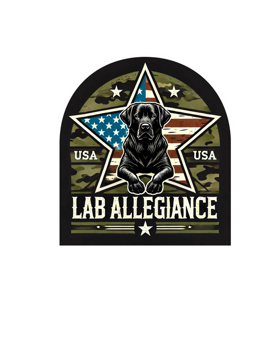 Black Labrador Star Flag and Camo 3 by 3 vinyl sticker