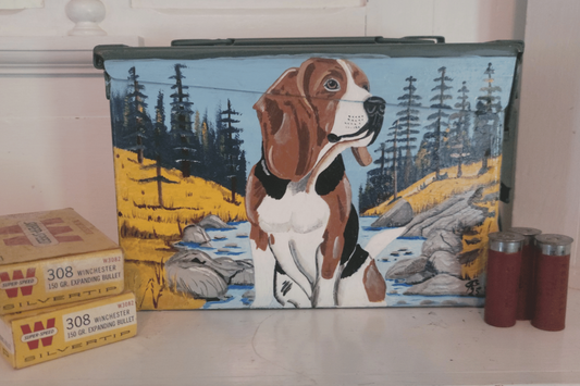 30 CAL Beagle hand painted military style ammunition box